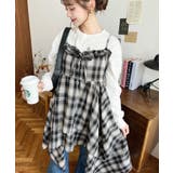 ブラック | イレギュラーヘムチェック柄キャミワンピース | moment+