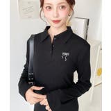 ワンポイントリボン刺繍長袖ポロワンピース | moment+ | 詳細画像2 