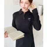 ワンポイントリボン刺繍長袖ポロワンピース | moment+ | 詳細画像3 