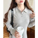 ワンポイントリボン刺繍長袖ポロワンピース | moment+ | 詳細画像7 