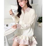 アイボリー | シャツドッキングフリルミニワンピース | moment+