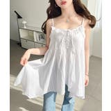 オフホワイト | アシメヘムキャミチュニック コットンカラミレース | moment+