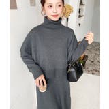 タートルネックベスト&クルーネック長袖ニットワンピース | moment+ | 詳細画像23