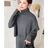 タートルネックベスト&クルーネック長袖ニットワンピース | moment+ | 詳細画像24