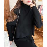 タートルネックベスト&クルーネック長袖ニットワンピース | moment+ | 詳細画像3