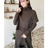 タートルネックベスト&クルーネック長袖ニットワンピース | moment+ | 詳細画像36