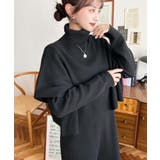 タートルネックベスト&クルーネック長袖ニットワンピース | moment+ | 詳細画像5