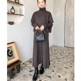 タートルネックベスト&クルーネック長袖ニットワンピース | moment+ | 詳細画像50