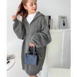 チャコールグレー | ハーフジップニットワンピース6G | moment+