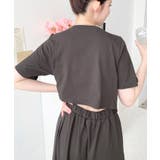 綿100％無地＆ボーダー オープンバック半袖ワンピース | moment+ | 詳細画像34 