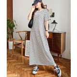 綿100％無地＆ボーダー オープンバック半袖ワンピース | moment+ | 詳細画像66 