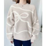 リボンラインジャガードフェザーニット長袖プルオーバー | moment+ | 詳細画像10 