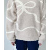 リボンラインジャガードフェザーニット長袖プルオーバー | moment+ | 詳細画像12 