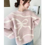 リボンラインジャガードフェザーニット長袖プルオーバー | moment+ | 詳細画像15 