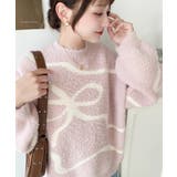 リボンラインジャガードフェザーニット長袖プルオーバー | moment+ | 詳細画像18 