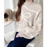 リボンラインジャガードフェザーニット長袖プルオーバー | moment+ | 詳細画像7 