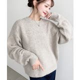 ベージュ | \13色展開♪ ゆったりもちもちミックスカラーニットプルオーバー(自宅で洗えるウ… | moment+