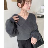 チャコールグレー | シャギーニットプルオーバーカシュクール | moment+