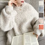 クルーネックサイドスリットブークレシャギーニットプルオーバー | moment+ | 詳細画像1 