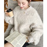 クルーネックサイドスリットブークレシャギーニットプルオーバー | moment+ | 詳細画像2 