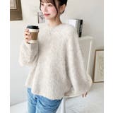 クルーネックサイドスリットブークレシャギーニットプルオーバー | moment+ | 詳細画像14 