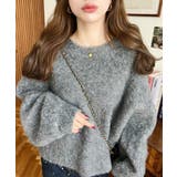 クルーネックサイドスリットブークレシャギーニットプルオーバー | moment+ | 詳細画像25 