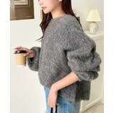 クルーネックサイドスリットブークレシャギーニットプルオーバー | moment+ | 詳細画像31 