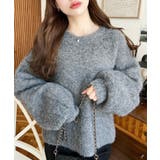 クルーネックサイドスリットブークレシャギーニットプルオーバー | moment+ | 詳細画像33 