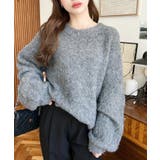 クルーネックサイドスリットブークレシャギーニットプルオーバー | moment+ | 詳細画像34 