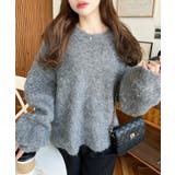 クルーネックサイドスリットブークレシャギーニットプルオーバー | moment+ | 詳細画像36 