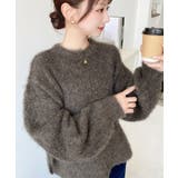 クルーネックサイドスリットブークレシャギーニットプルオーバー | moment+ | 詳細画像37 