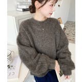 クルーネックサイドスリットブークレシャギーニットプルオーバー | moment+ | 詳細画像39 