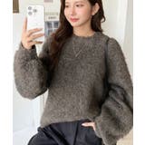 クルーネックサイドスリットブークレシャギーニットプルオーバー | moment+ | 詳細画像42 