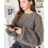 クルーネックサイドスリットブークレシャギーニットプルオーバー | moment+ | 詳細画像43 