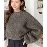 クルーネックサイドスリットブークレシャギーニットプルオーバー | moment+ | 詳細画像44 