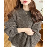 クルーネックサイドスリットブークレシャギーニットプルオーバー | moment+ | 詳細画像46 