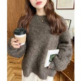 クルーネックサイドスリットブークレシャギーニットプルオーバー | moment+ | 詳細画像47 