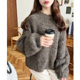 クルーネックサイドスリットブークレシャギーニットプルオーバー | moment+ | 詳細画像49 