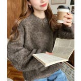 クルーネックサイドスリットブークレシャギーニットプルオーバー | moment+ | 詳細画像50 