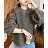 クルーネックサイドスリットブークレシャギーニットプルオーバー | moment+ | 詳細画像51 