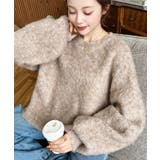 クルーネックサイドスリットブークレシャギーニットプルオーバー | moment+ | 詳細画像55 