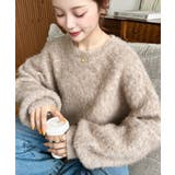 クルーネックサイドスリットブークレシャギーニットプルオーバー | moment+ | 詳細画像56 