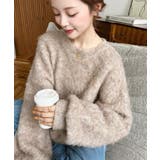 クルーネックサイドスリットブークレシャギーニットプルオーバー | moment+ | 詳細画像57 