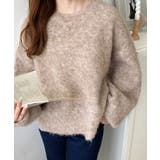 クルーネックサイドスリットブークレシャギーニットプルオーバー | moment+ | 詳細画像58 