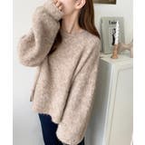 クルーネックサイドスリットブークレシャギーニットプルオーバー | moment+ | 詳細画像59 