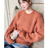 オレンジ | ざっくり畦編みMIXヤーンニットプルオーバー | moment+