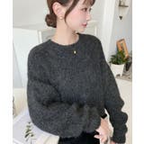 チャコールグレー | ざっくり畦編みMIXヤーンニットプルオーバー | moment+