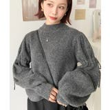 ボトルネックキャンディショルダーボリュームスリーブミックスニットプルオーバー | moment+ | 詳細画像10 