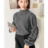 ボトルネックキャンディショルダーボリュームスリーブミックスニットプルオーバー | moment+ | 詳細画像12 