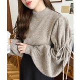 ボトルネックキャンディショルダーボリュームスリーブミックスニットプルオーバー | moment+ | 詳細画像13 